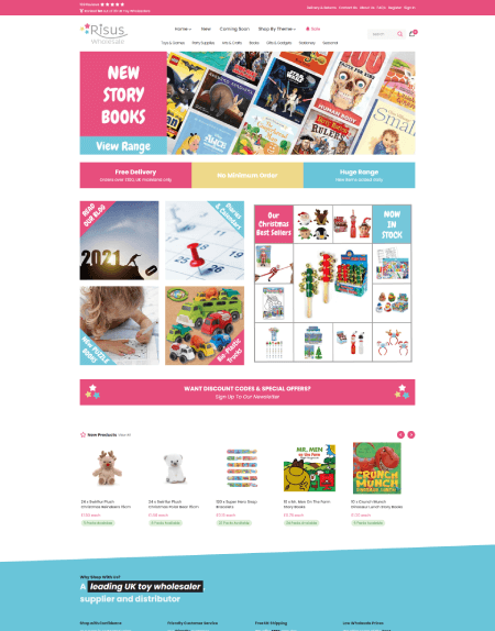 Example of a website selling toys & games